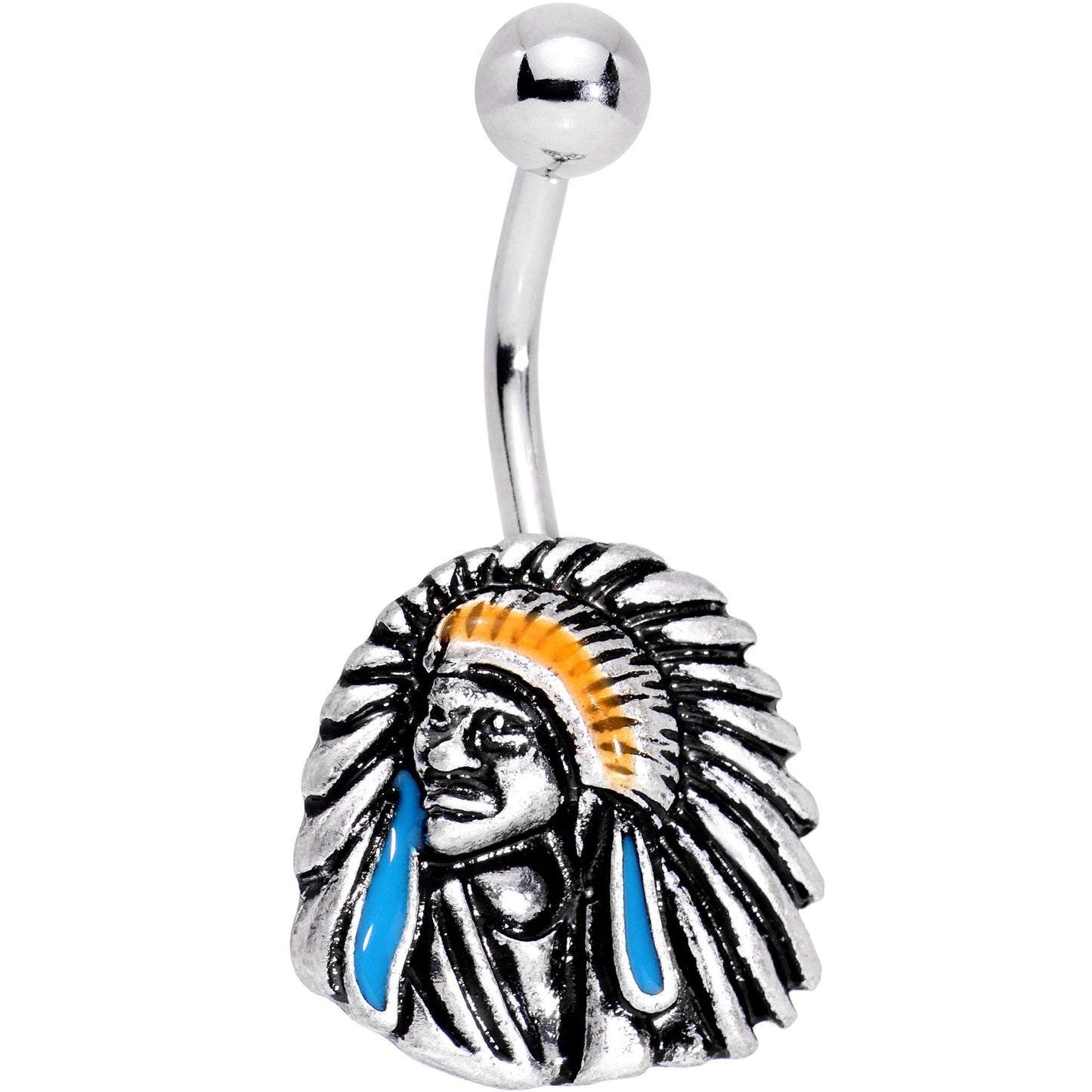 Southwestern Blue Warrior Headdress Belly Ring - BodyCandy - Flyclothing LLC