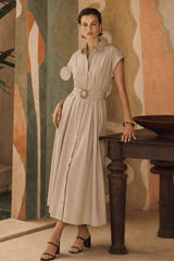 BARE ELEGANCE WOVEN MIDI DRESS - Flying Tomato - Flyclothing LLC