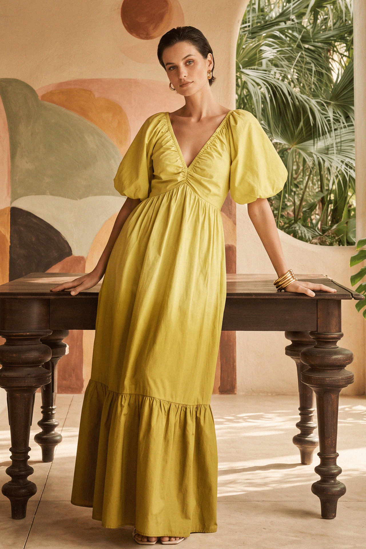 CITRINE GARDEN WOVEN MAXI DRESS - Flying Tomato - Flyclothing LLC