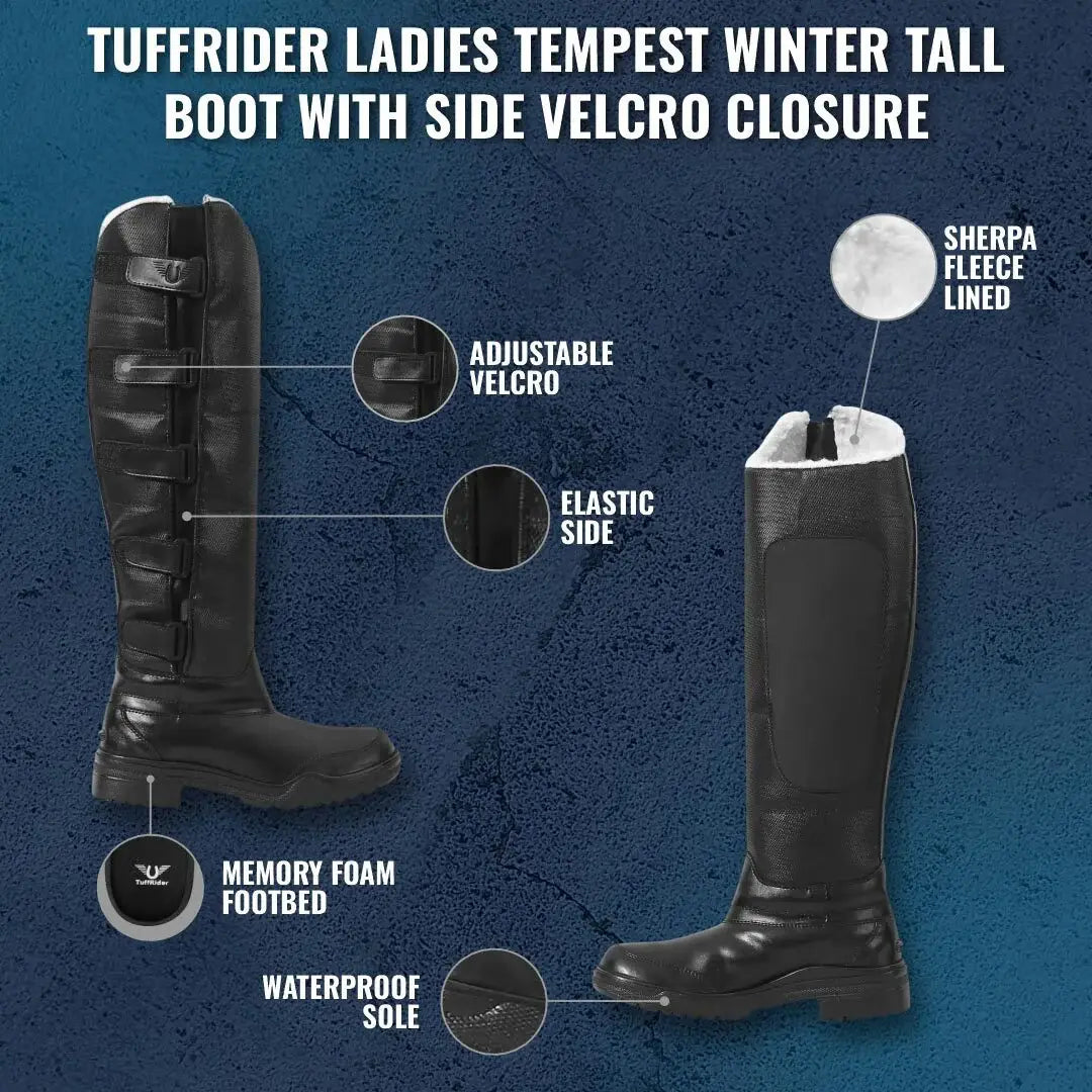 TuffRider Ladies Tempest Winter Tall Boot with Side Velcro Closure - Breeches.com - Flyclothing LLC