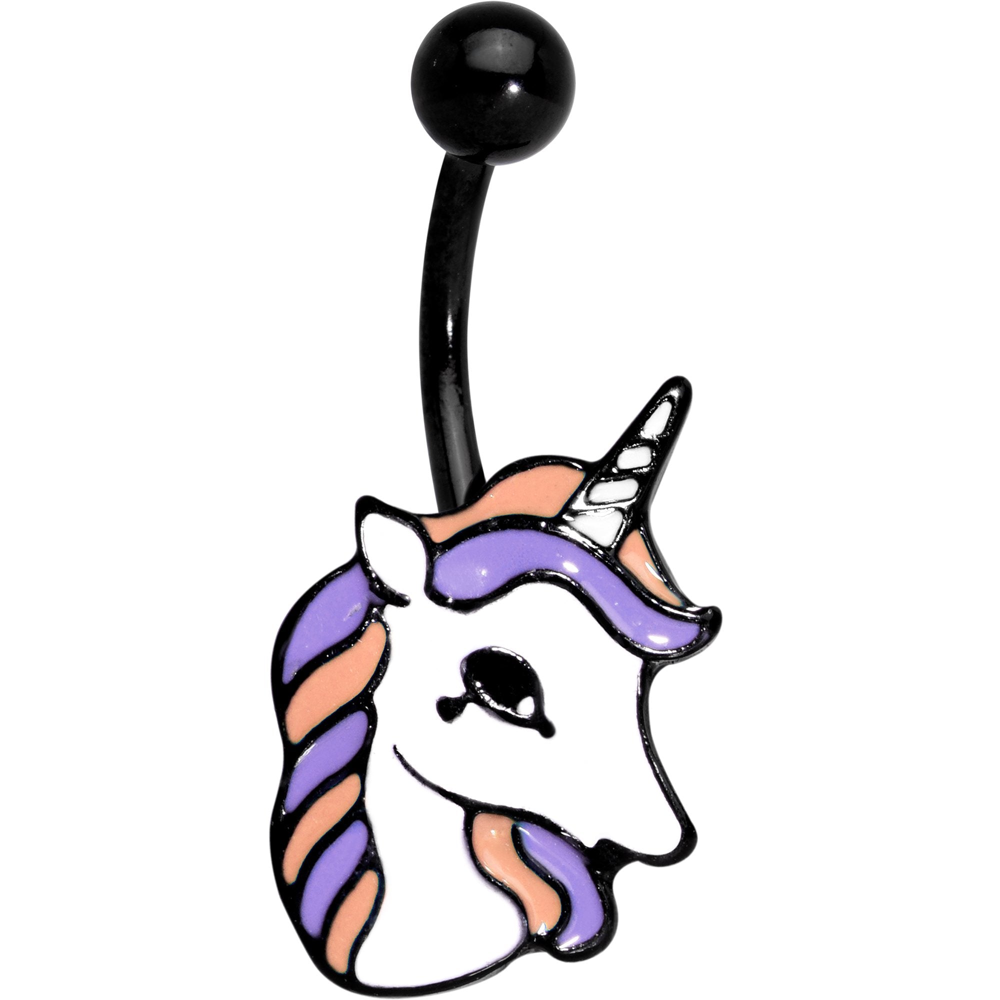 Black Anodized Purple Youthful Unicorn Belly Ring - BodyCandy - Flyclothing LLC