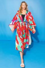 CANCUN GETAWAY SATIN MIDI KIMONO - Flying Tomato - Flyclothing LLC