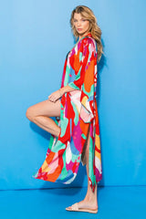 CANCUN GETAWAY SATIN MIDI KIMONO - Flying Tomato - Flyclothing LLC