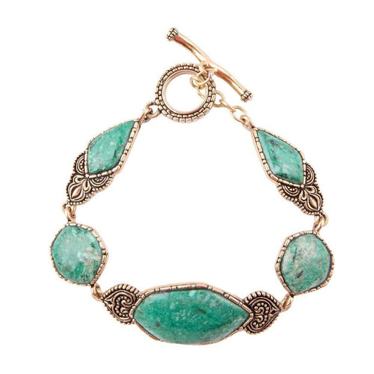 Ikkat Green Chrysocolla Golden Link Bracelet - Barse Jewelry - Flyclothing LLC