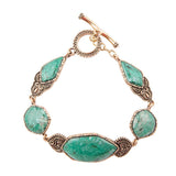 Ikkat Green Chrysocolla Golden Link Bracelet
