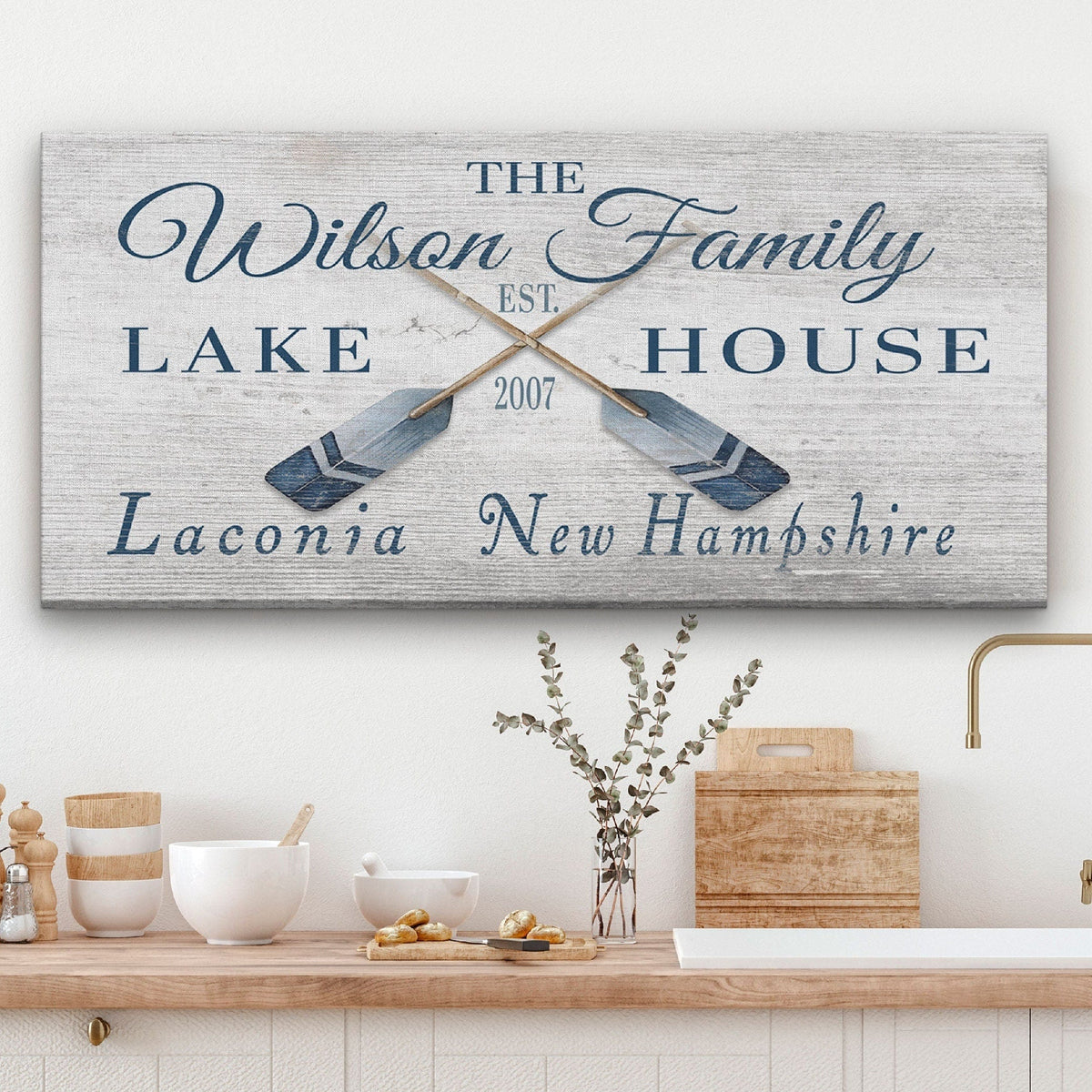 Personalizable Lake - Beach House Family Name Canvas Sign - Off The Square Designs - Flyclothing LLC