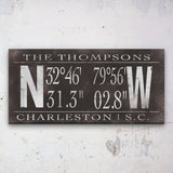 Personalized Family Name Latitude Longitude Coordinates Canvas Wall Decor - Off The Square Designs - Flyclothing LLC
