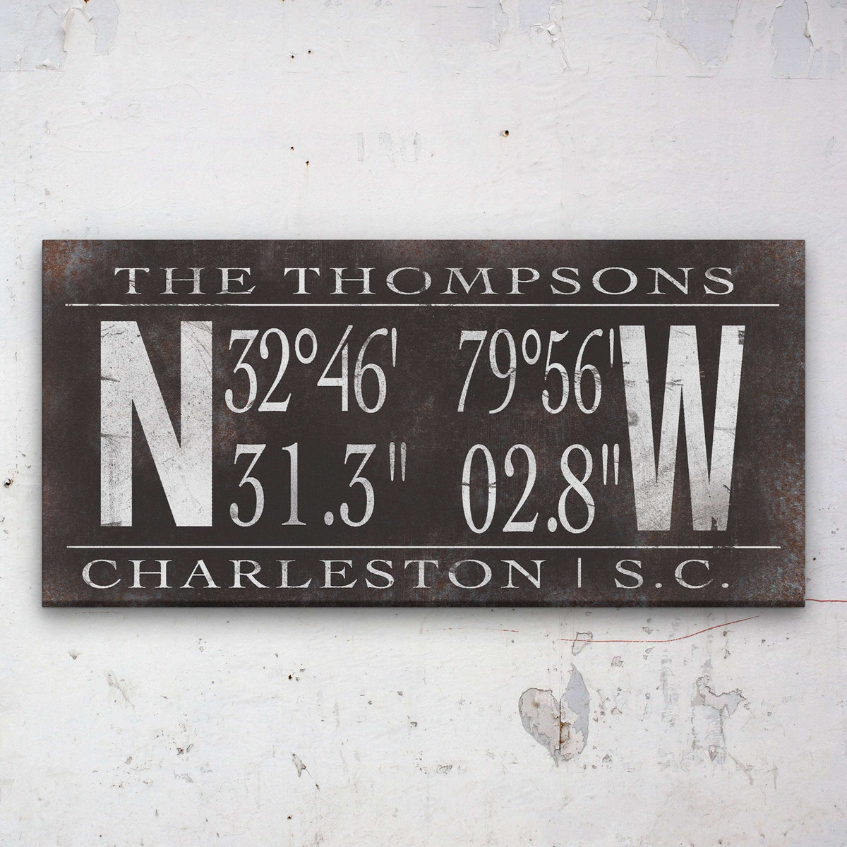 Personalized Family Name Latitude Longitude Coordinates Canvas Wall Decor - Off The Square Designs - Flyclothing LLC