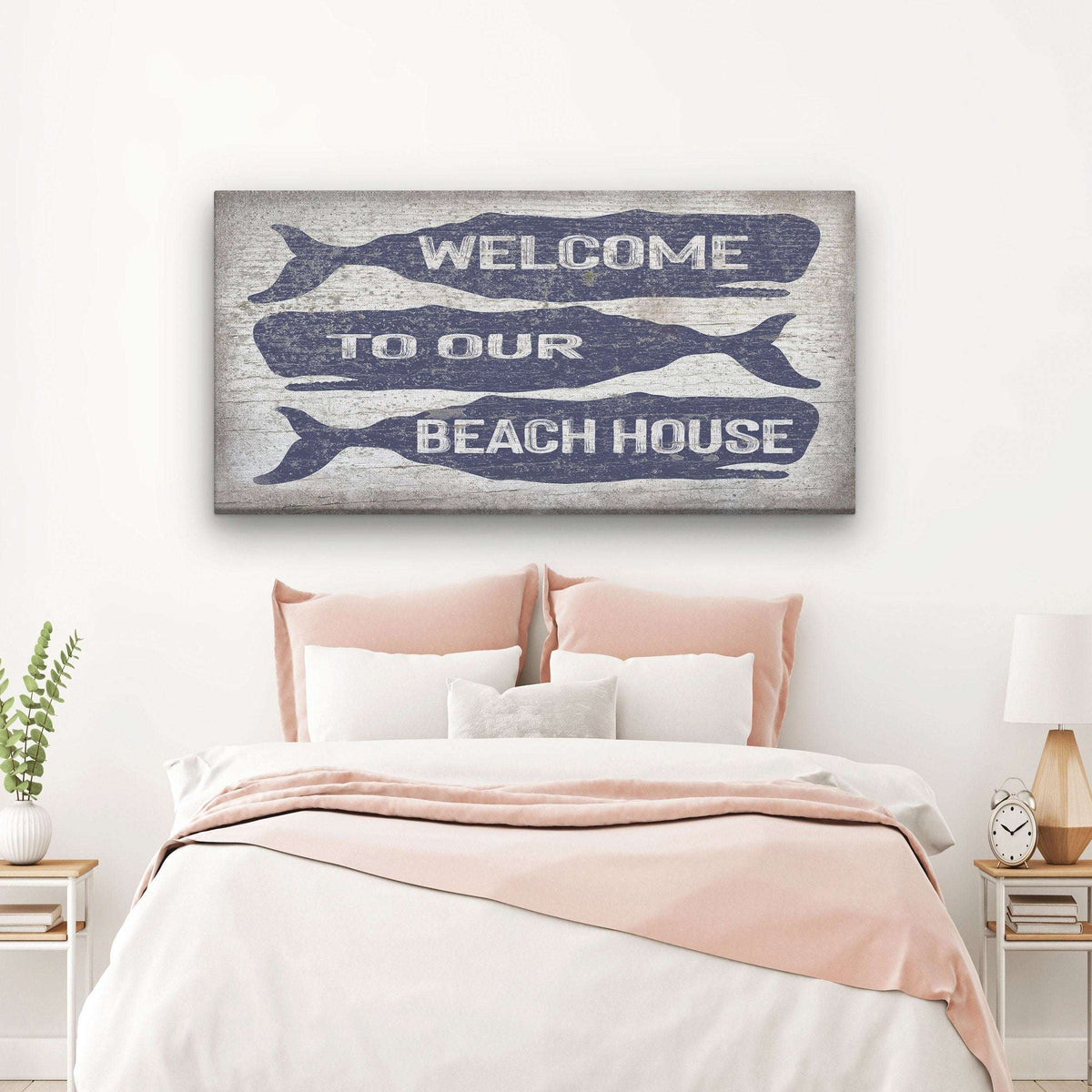 Welcome Sign with Whale - Beach House Name Sign - Coastal Wall Art - Off The Square Designs - Flyclothing LLC