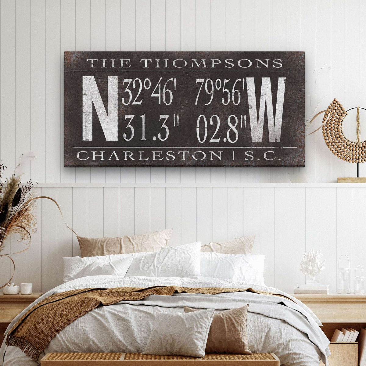 Personalized Family Name Latitude Longitude Coordinates Canvas Wall Decor - Off The Square Designs - Flyclothing LLC