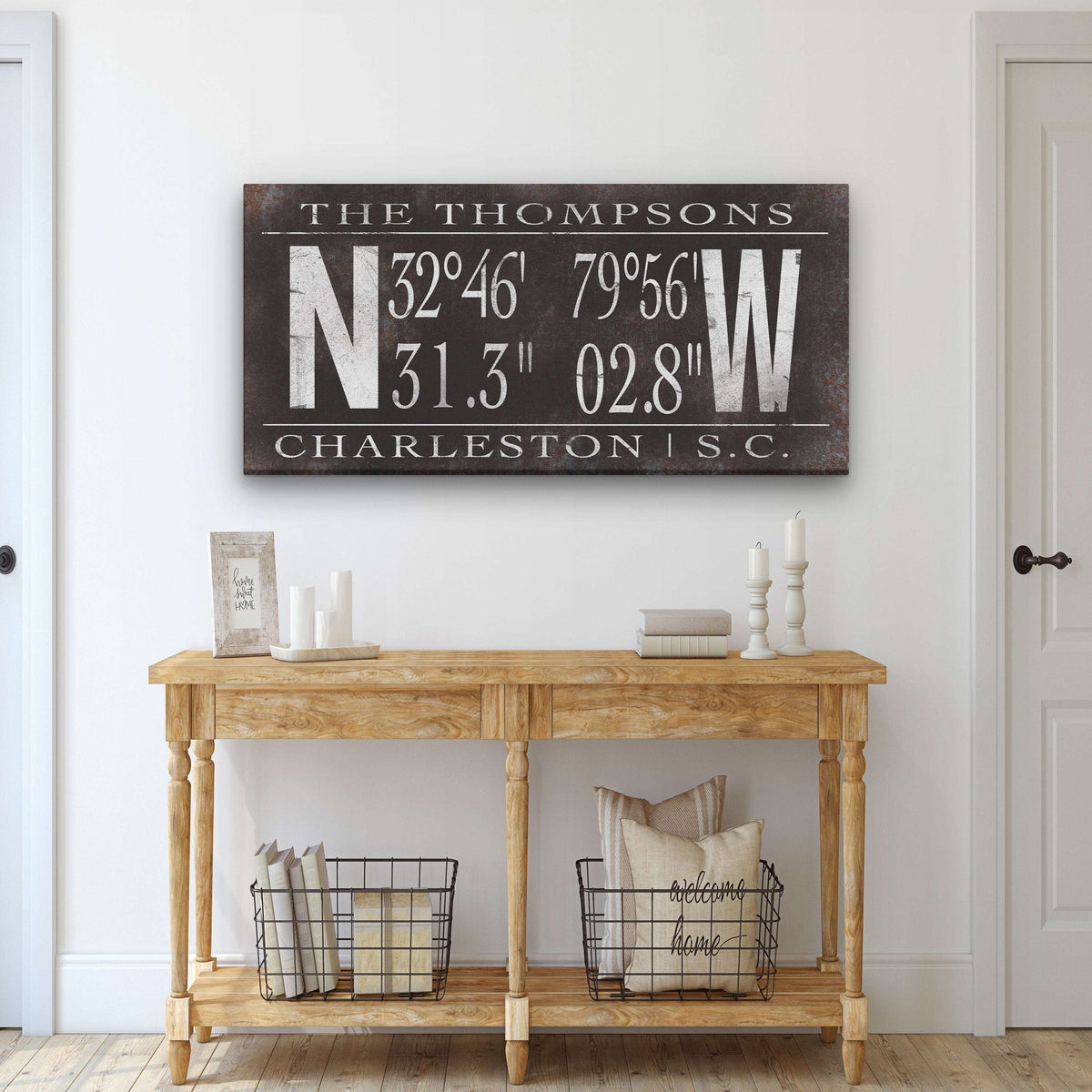 Personalized Family Name Latitude Longitude Coordinates Canvas Wall Decor - Off The Square Designs - Flyclothing LLC