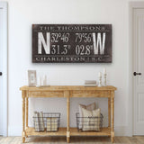 Personalized Family Name Latitude Longitude Coordinates Canvas Wall Decor - Off The Square Designs - Flyclothing LLC