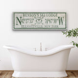 Personalized Coordinates Canvas Ski Lodge Sign - Family Name Cabin Decor - Off The Square Designs - Flyclothing LLC