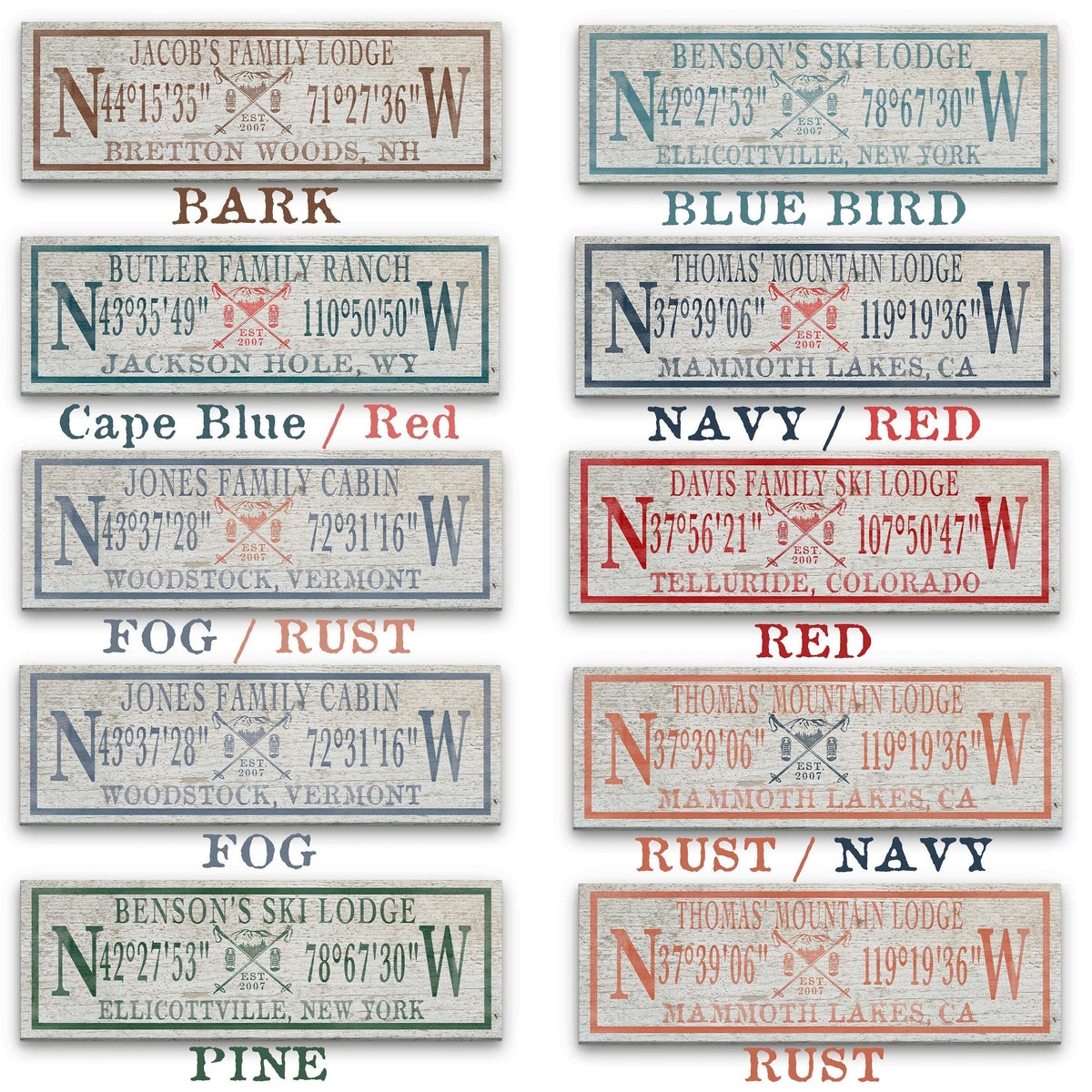 Personalized Coordinates Canvas Ski Lodge Sign - Family Name Cabin Decor - Off The Square Designs - Flyclothing LLC