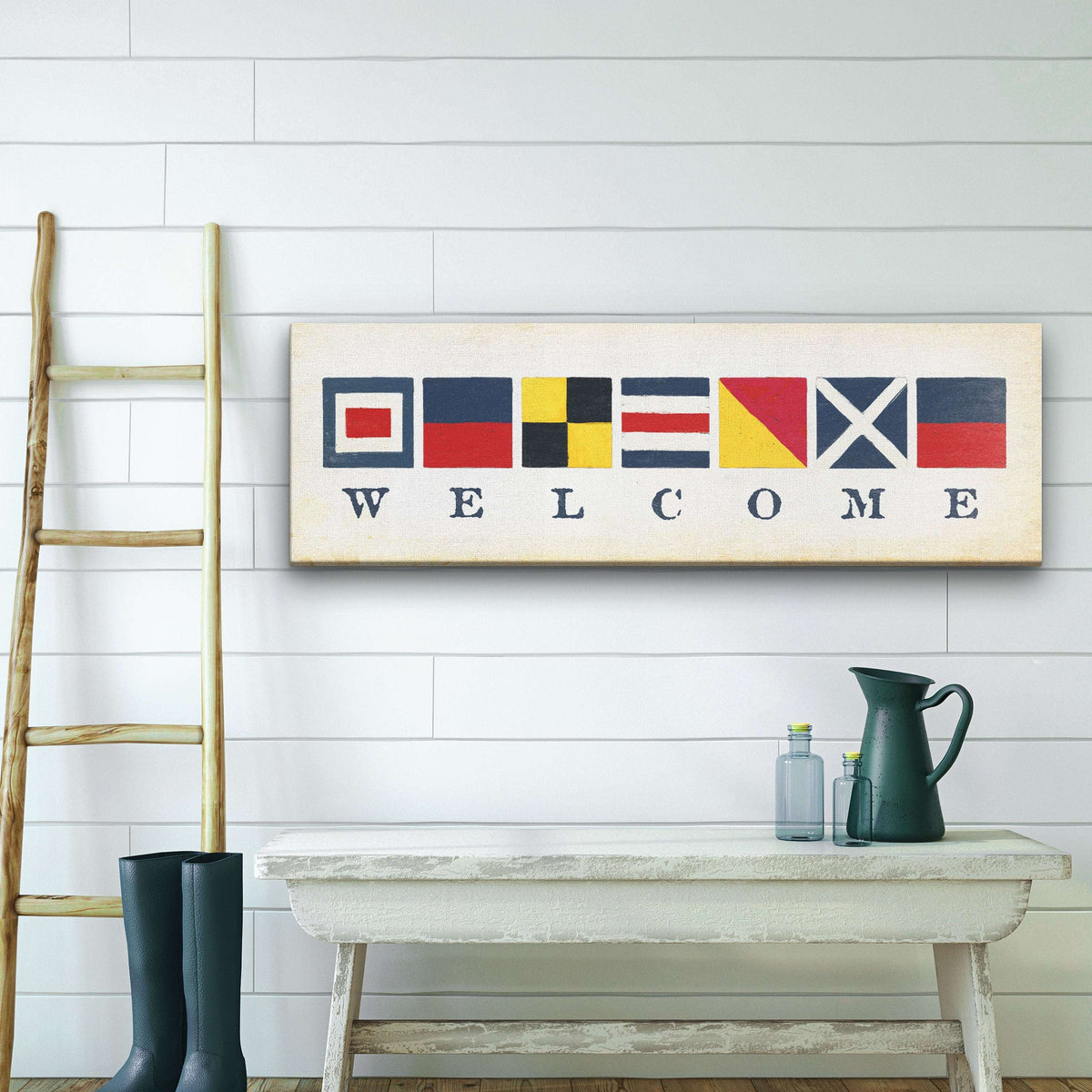 Nautical Welcome Flag Sign - Maritime Signal Flags - Coastal Wall Decor - Off The Square Designs - Flyclothing LLC