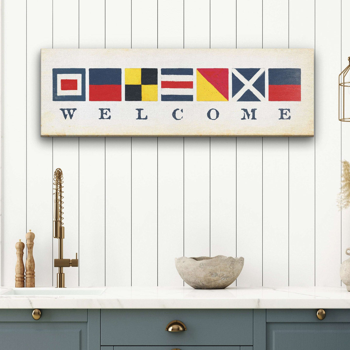 Nautical Welcome Flag Sign - Maritime Signal Flags - Coastal Wall Decor - Off The Square Designs - Flyclothing LLC