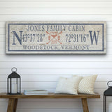 Personalized Coordinates Canvas Ski Lodge Sign - Family Name Cabin Decor - Off The Square Designs - Flyclothing LLC