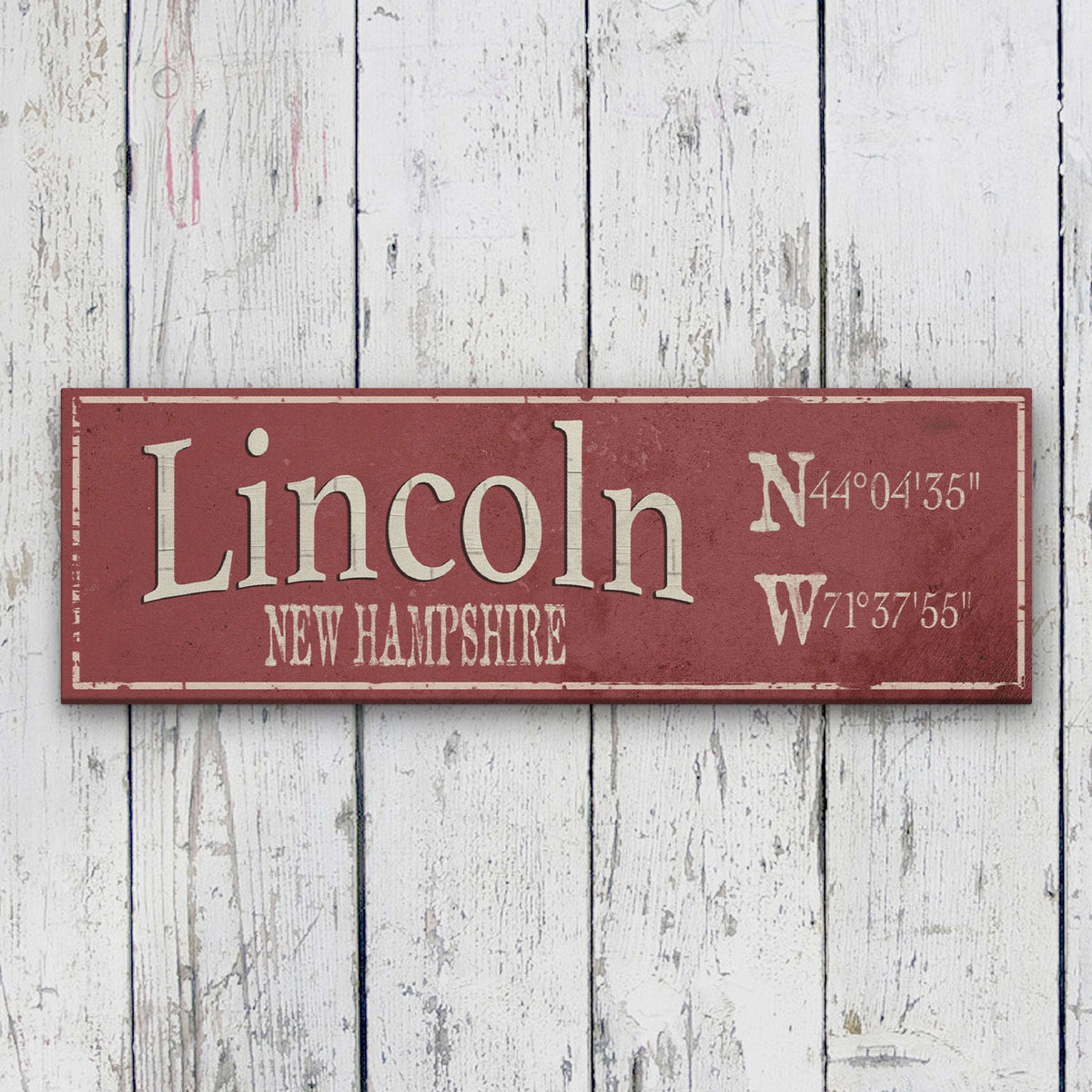 Personalized Rustic City Town Canvas Sign with Latitude Longitude Coordinates - Off The Square Designs - Flyclothing LLC