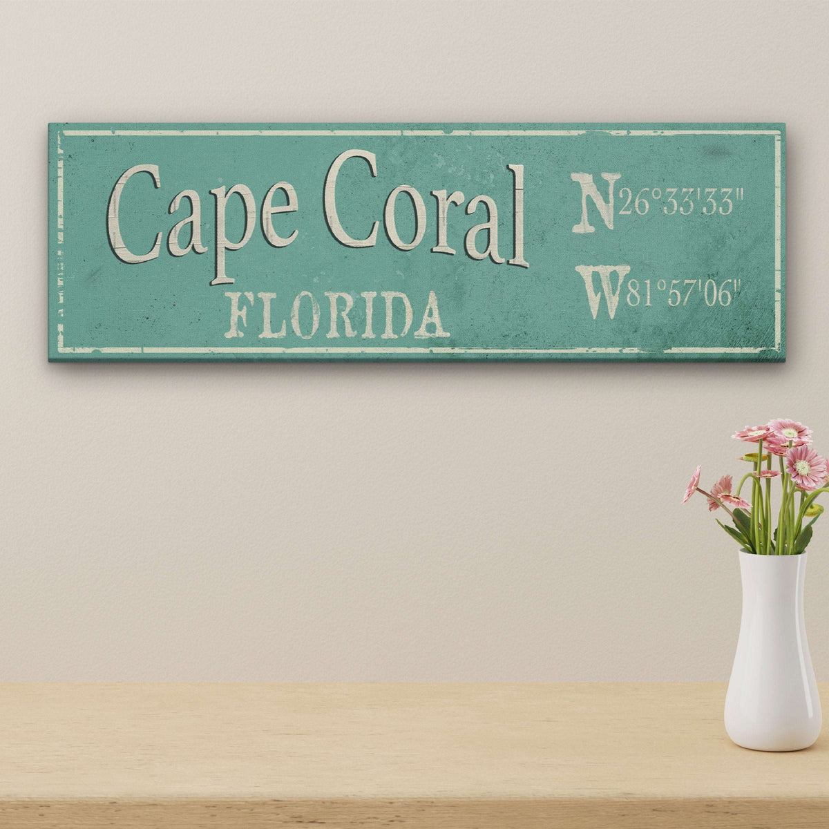 Personalized Rustic City Town Canvas Sign with Latitude Longitude Coordinates - Off The Square Designs - Flyclothing LLC