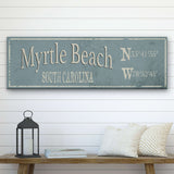 Personalized Rustic City Town Canvas Sign with Latitude Longitude Coordinates - Off The Square Designs - Flyclothing LLC