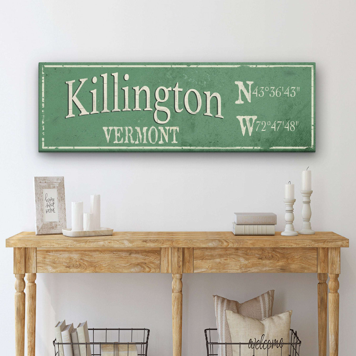 Personalized Rustic City Town Canvas Sign with Latitude Longitude Coordinates - Off The Square Designs - Flyclothing LLC