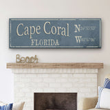 Personalized Rustic City Town Canvas Sign with Latitude Longitude Coordinates - Off The Square Designs - Flyclothing LLC