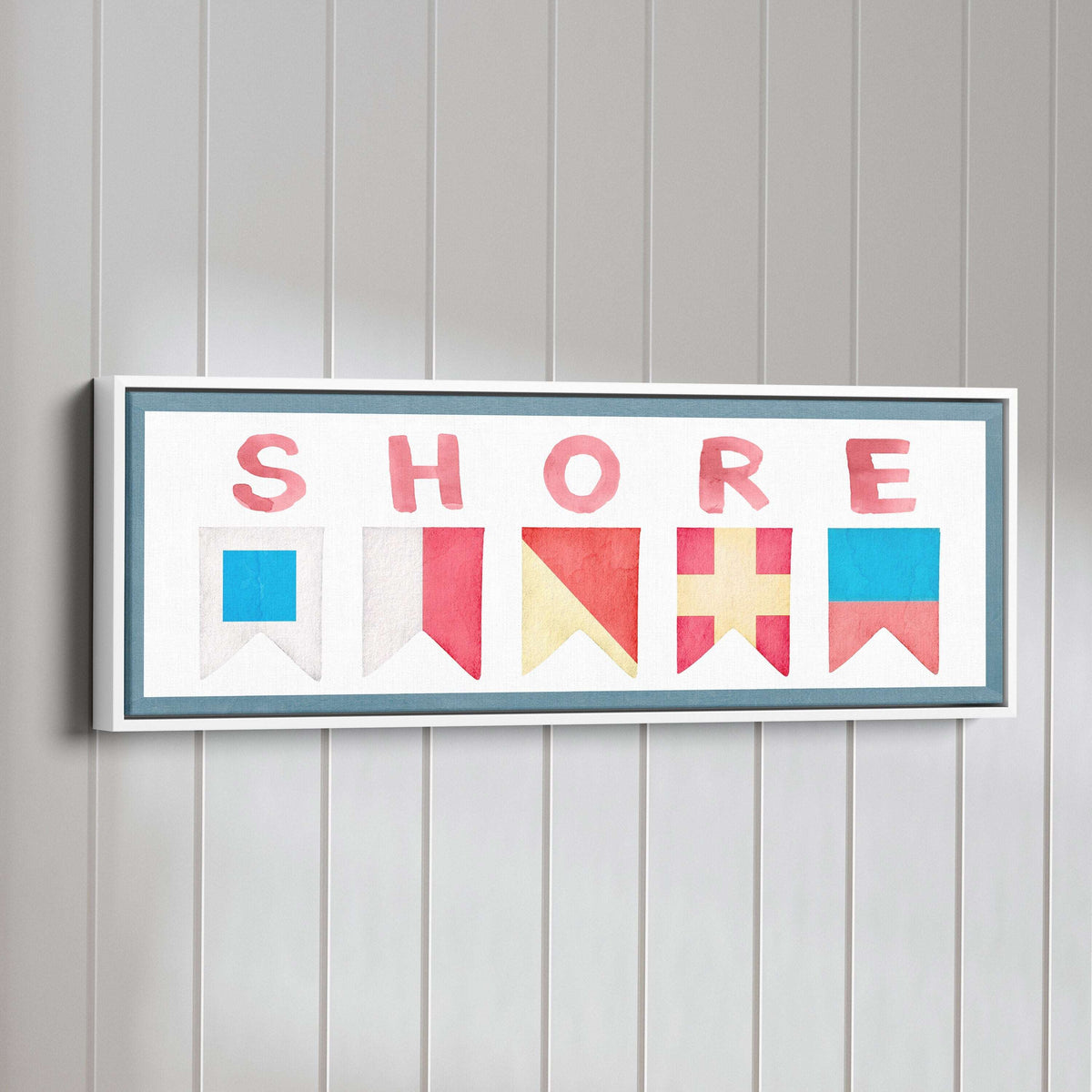 Framed Shore House Sign - Nautical Flag Canvas Coastal Wall Decor - Off The Square Designs - Flyclothing LLC