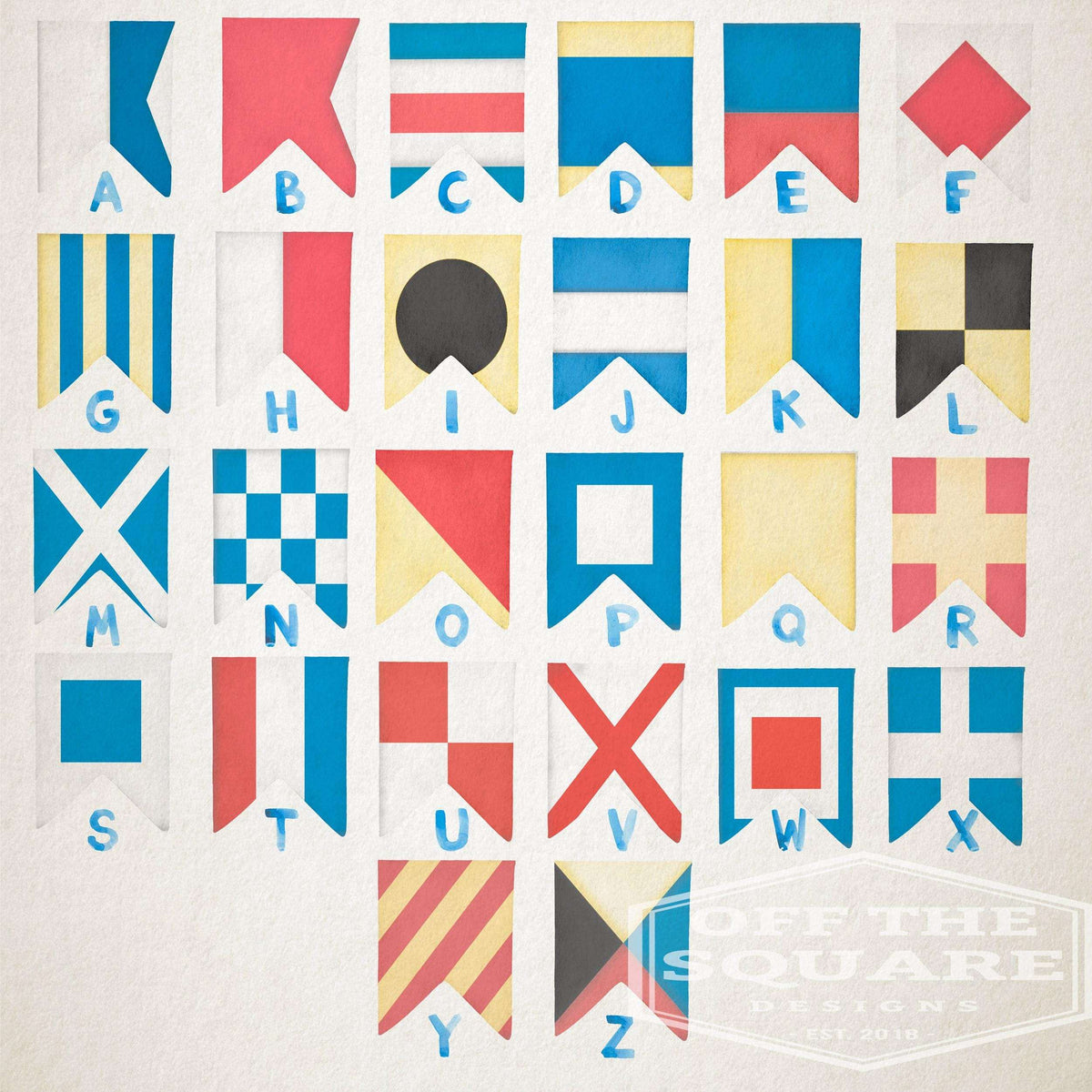 Personalized Nautical Flag Kid's Name Framed Canvas Print - Off The Square Designs - Flyclothing LLC