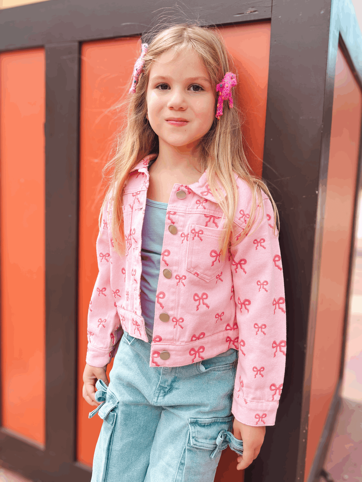 Pink Fall Girls Denim Jacket - Rylee Faith Designs - Flyclothing LLC