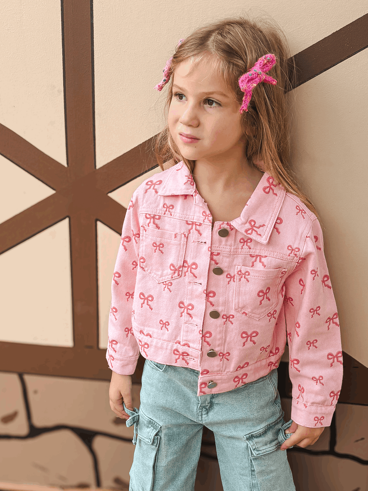 Pink Fall Girls Denim Jacket - Rylee Faith Designs - Flyclothing LLC
