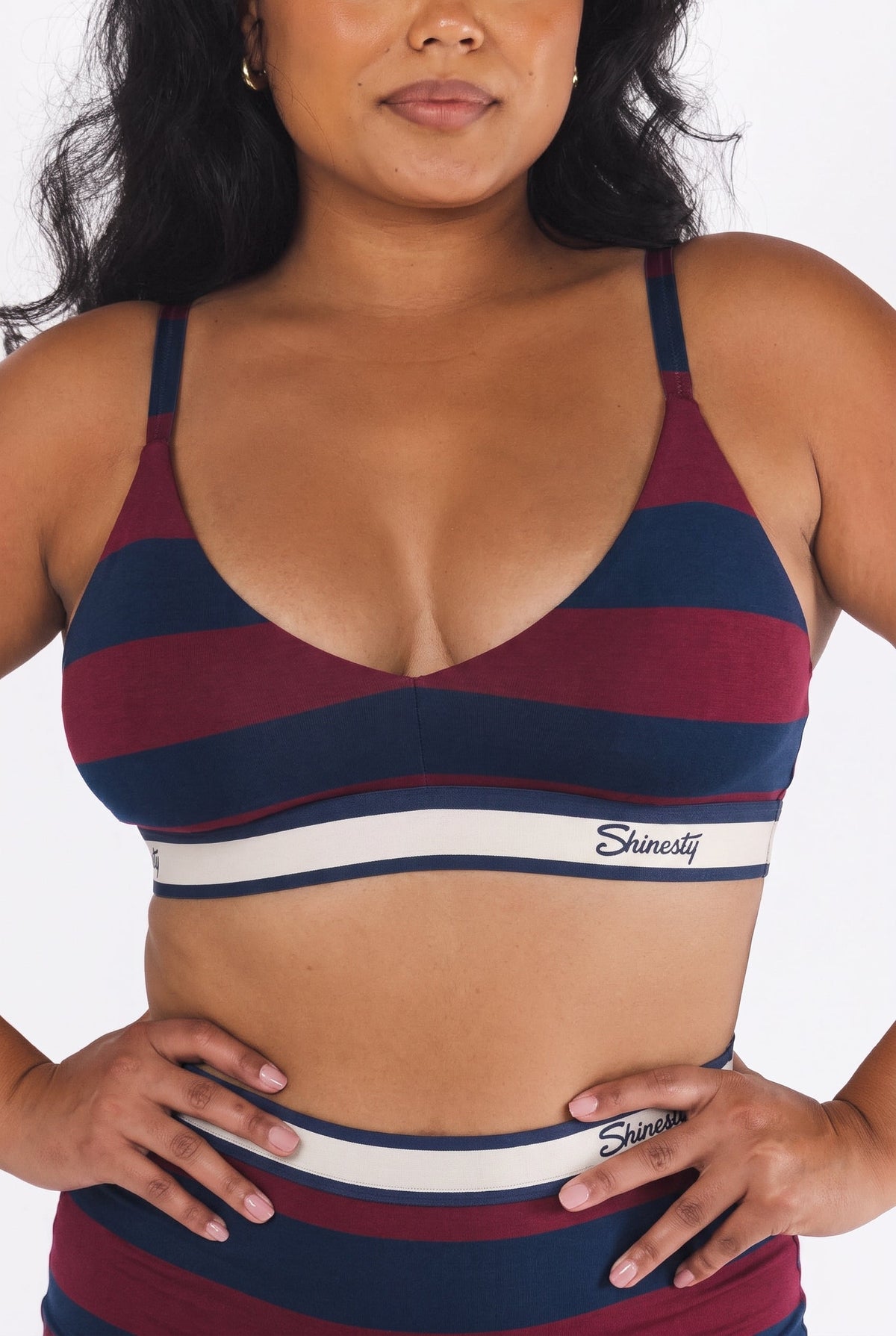 The Pitch | Rugby Stripe Boob Hammock™ Plunge Bralette - Shinesty - Flyclothing LLC