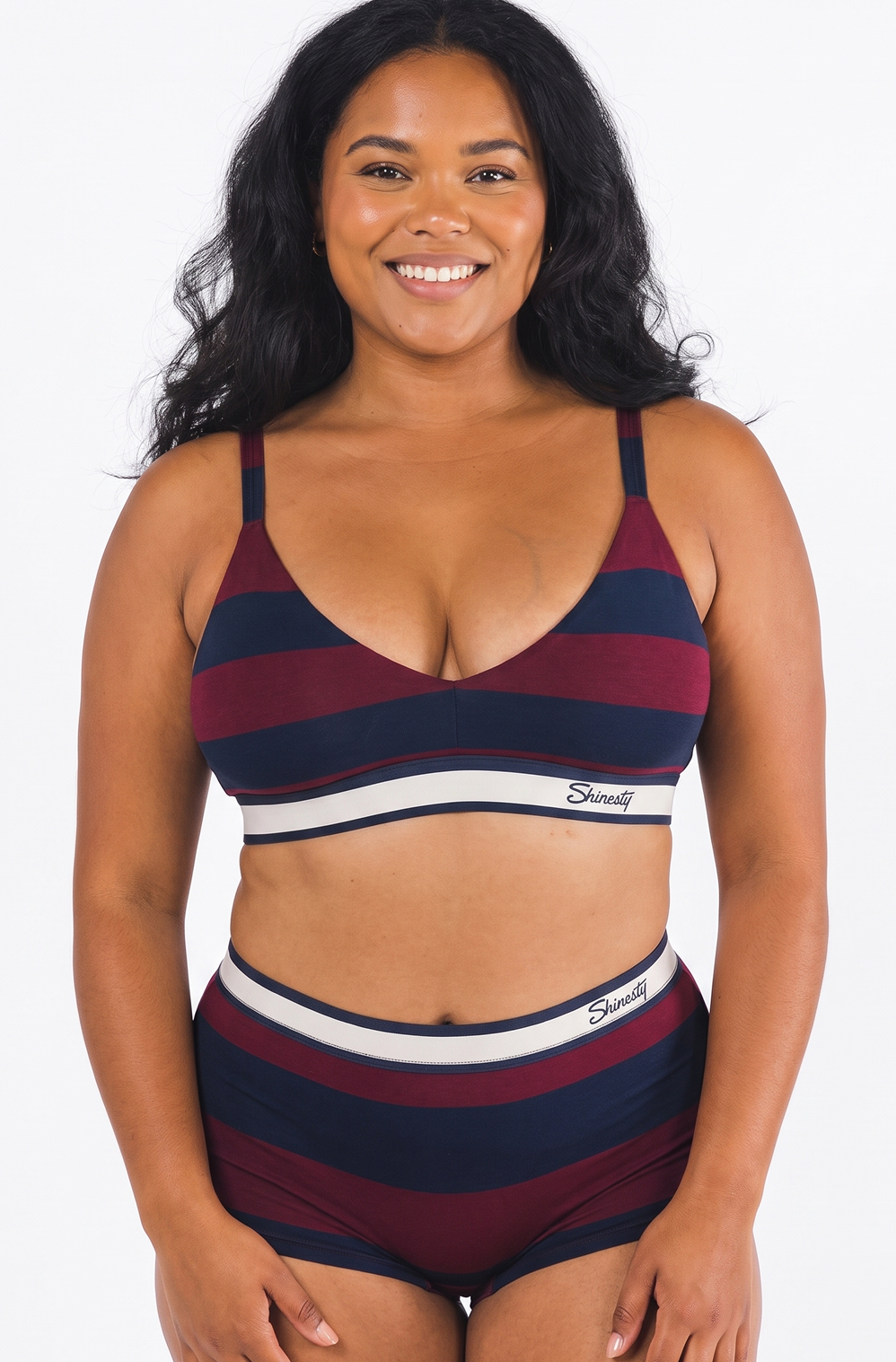 The Pitch | Rugby Stripe Boob Hammock™ Plunge Bralette - Shinesty - Flyclothing LLC