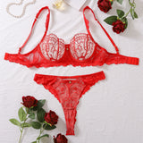 Ruby Romance Embroidered Lace 2 Piece Lingerie Set - Lingerie By Coco - Flyclothing LLC