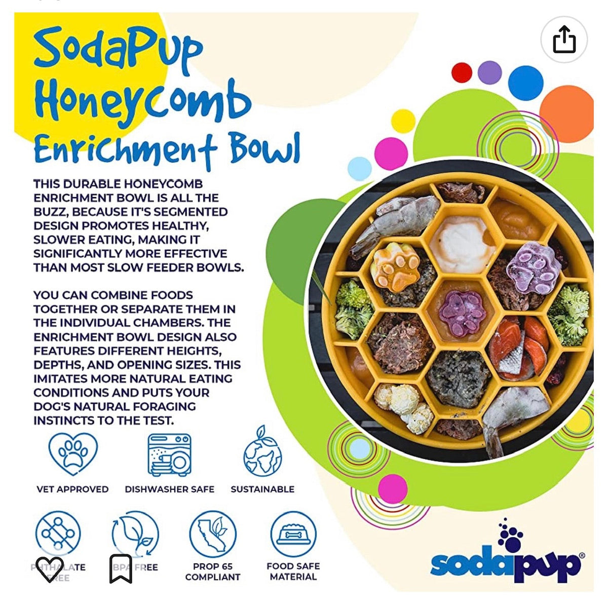 Honeycomb eBowl Deep Slow Feeder Dog Bowl for Enrichment | USA Made - SodaPup/True Dogs, LLC - Flyclothing LLC