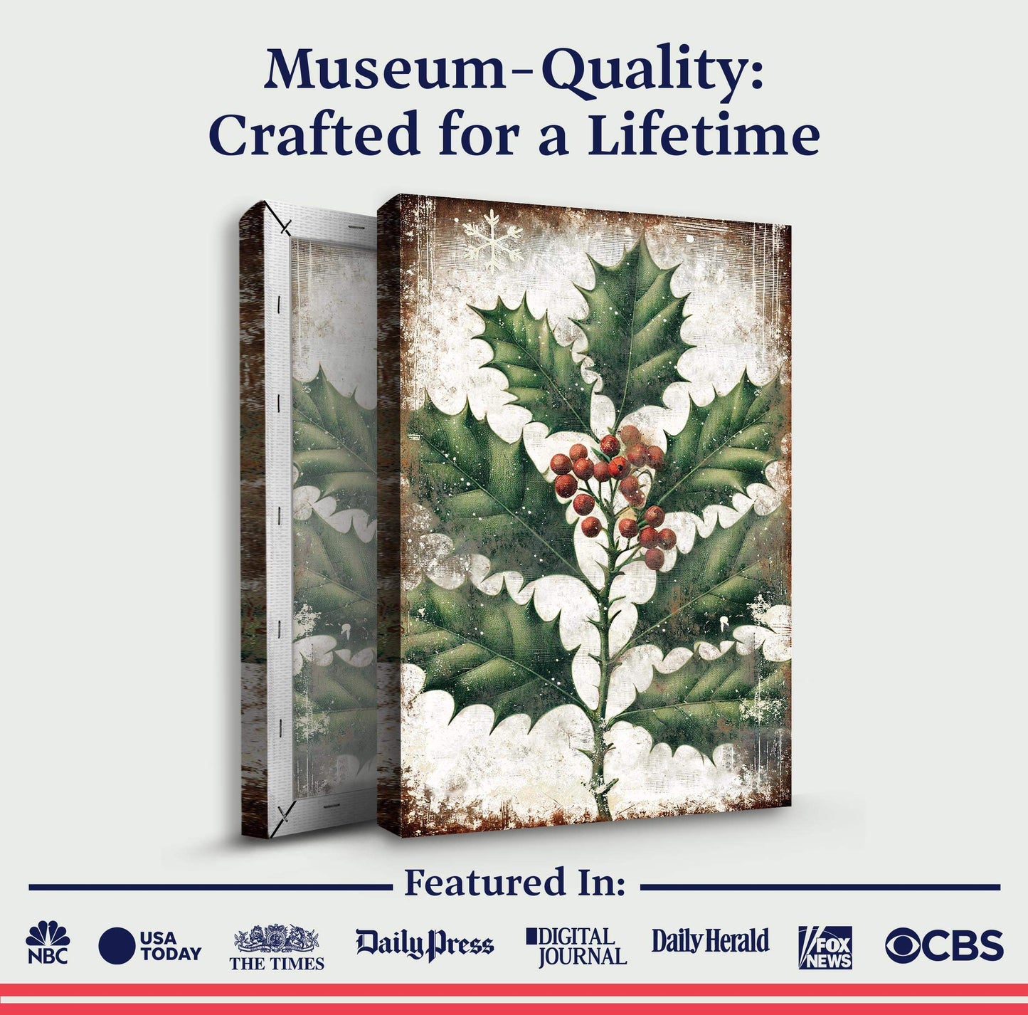 Christmas Holly Wall Art - Tailored Canvases - Flyclothing LLC