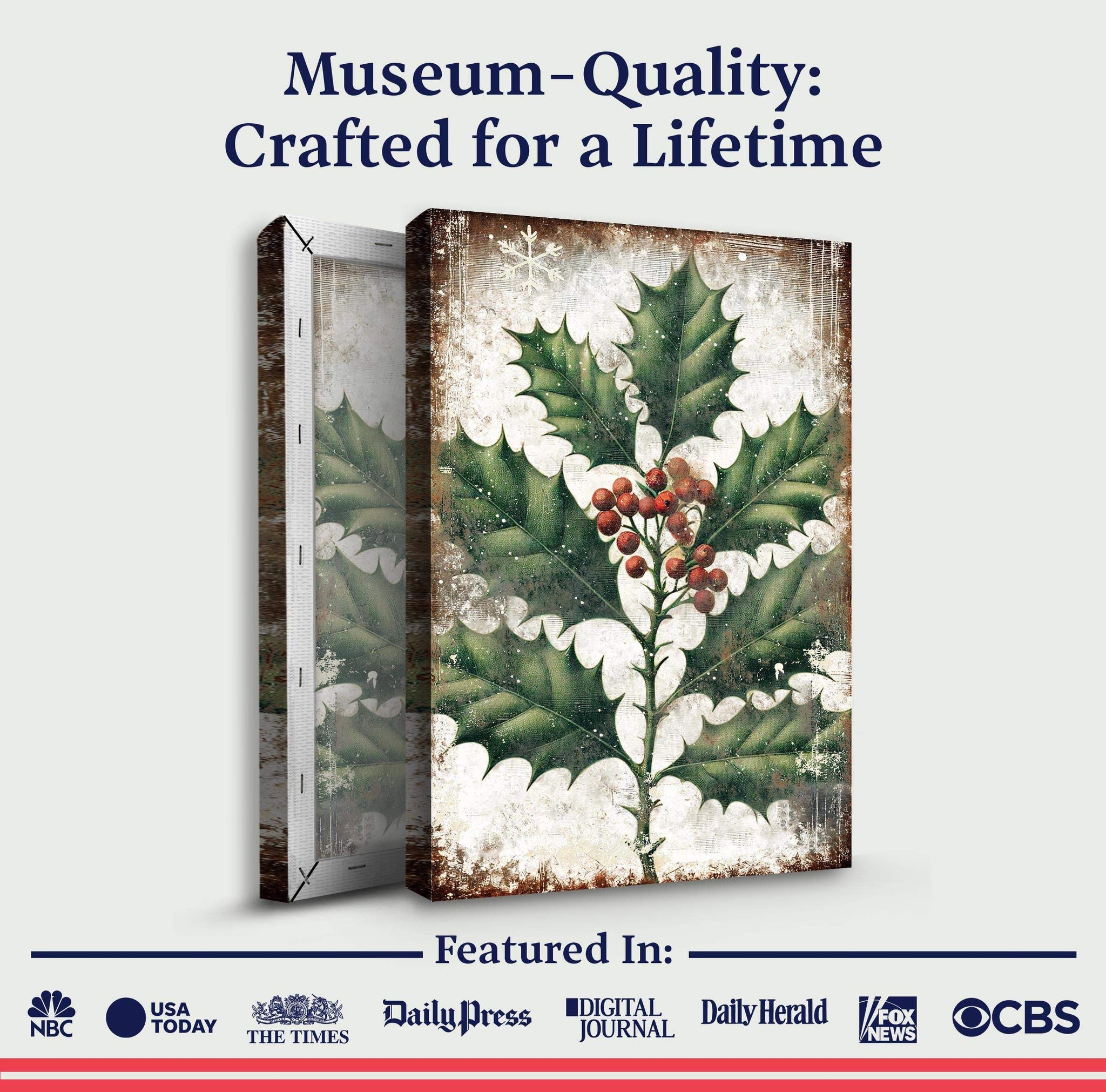 Christmas Holly Wall Art - Tailored Canvases - Flyclothing LLC