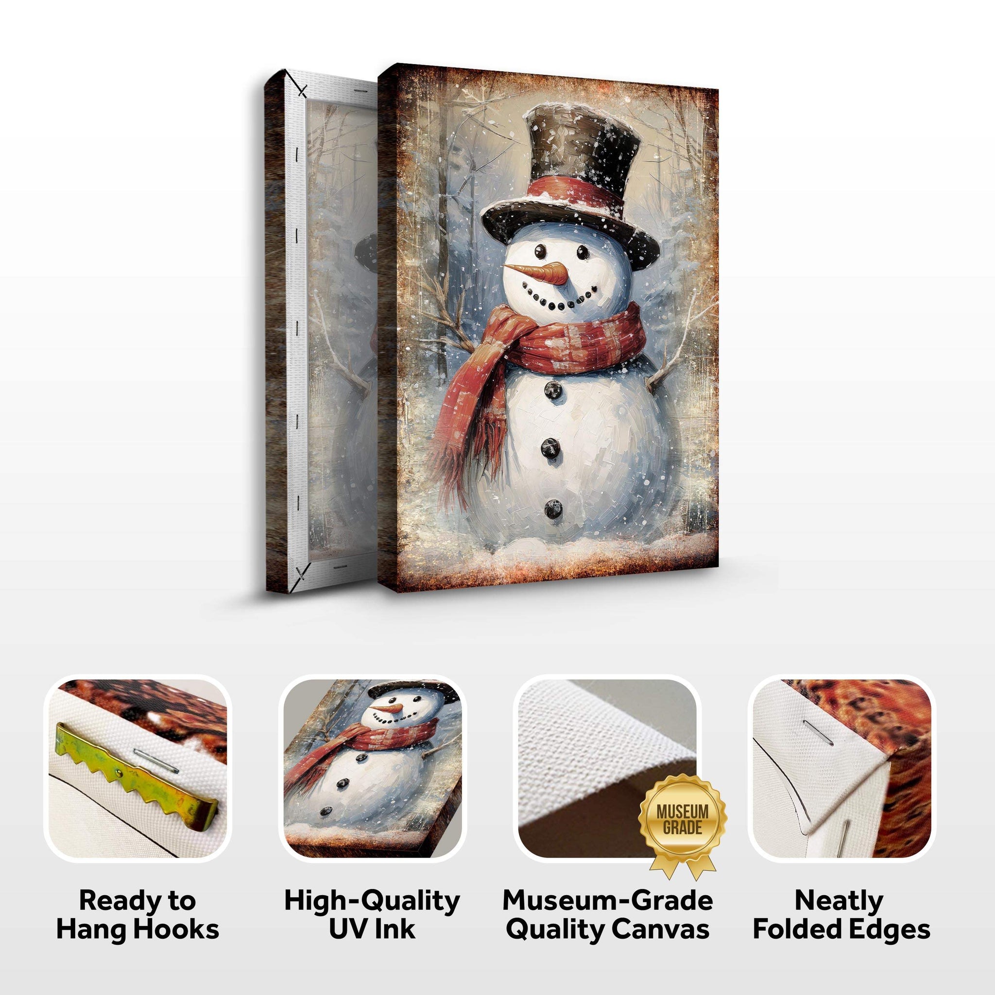 Vintage Snowman Christmas Wall Art - Tailored Canvases - Flyclothing LLC