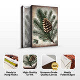 Vintage Winter Pine Cone Christmas Wall Art - Tailored Canvases - Flyclothing LLC
