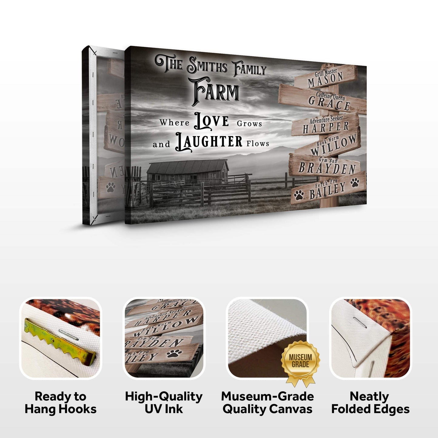 Where Love Grows And Laughter Flows Family Farm Names Sign - Tailored Canvases - Flyclothing LLC