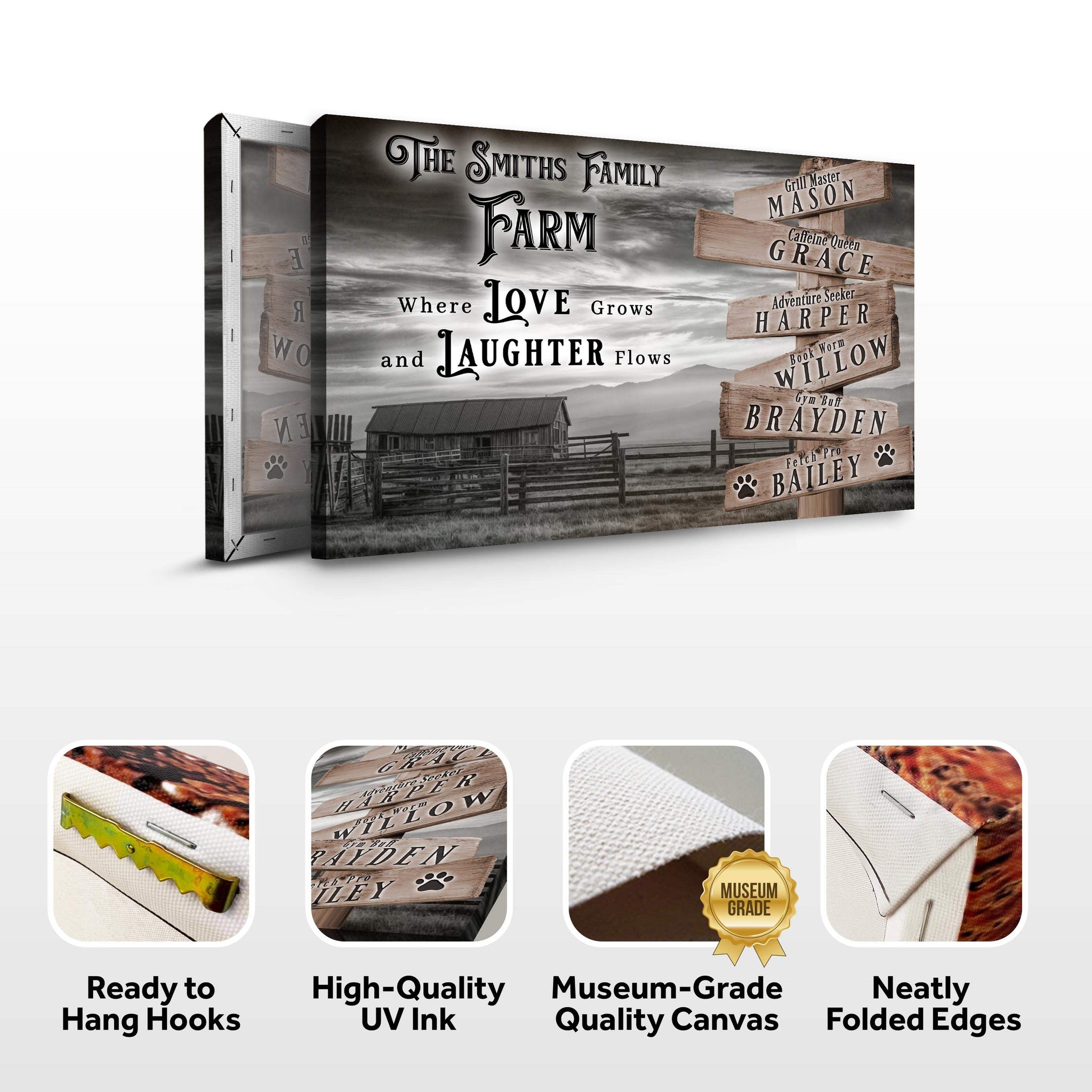 Where Love Grows And Laughter Flows Family Farm Names Sign - Tailored Canvases - Flyclothing LLC