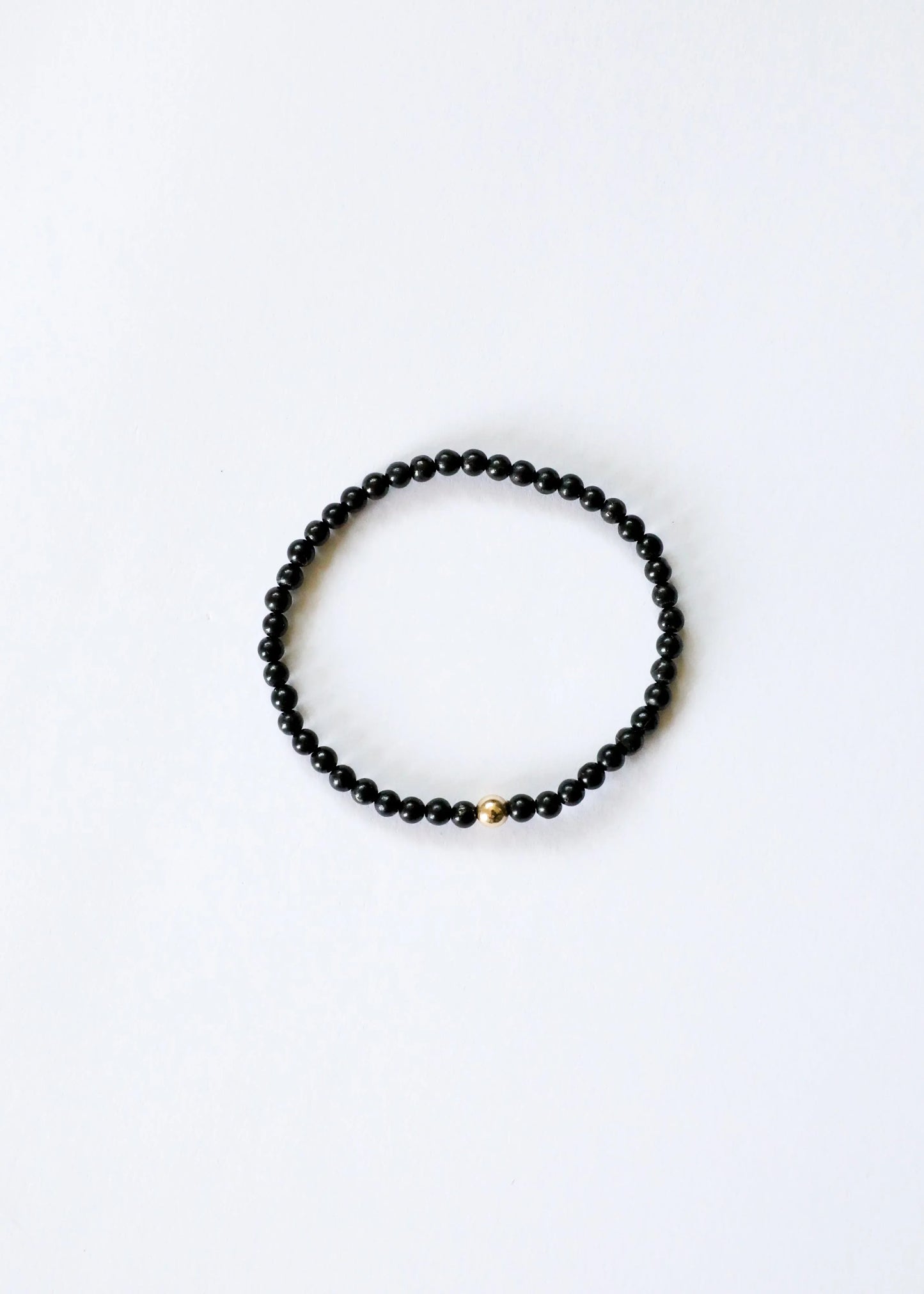 Dainty Shungite + 14K Gold Filled || Beaded Stretch Bracelet - CanyonLeaf - Flyclothing LLC