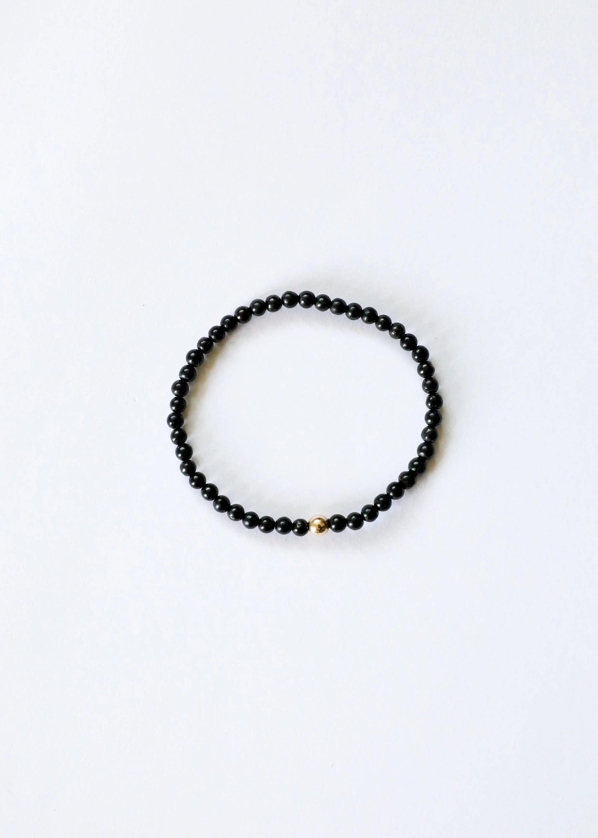 Dainty Shungite + 14K Gold Filled || Beaded Stretch Bracelet - CanyonLeaf - Flyclothing LLC