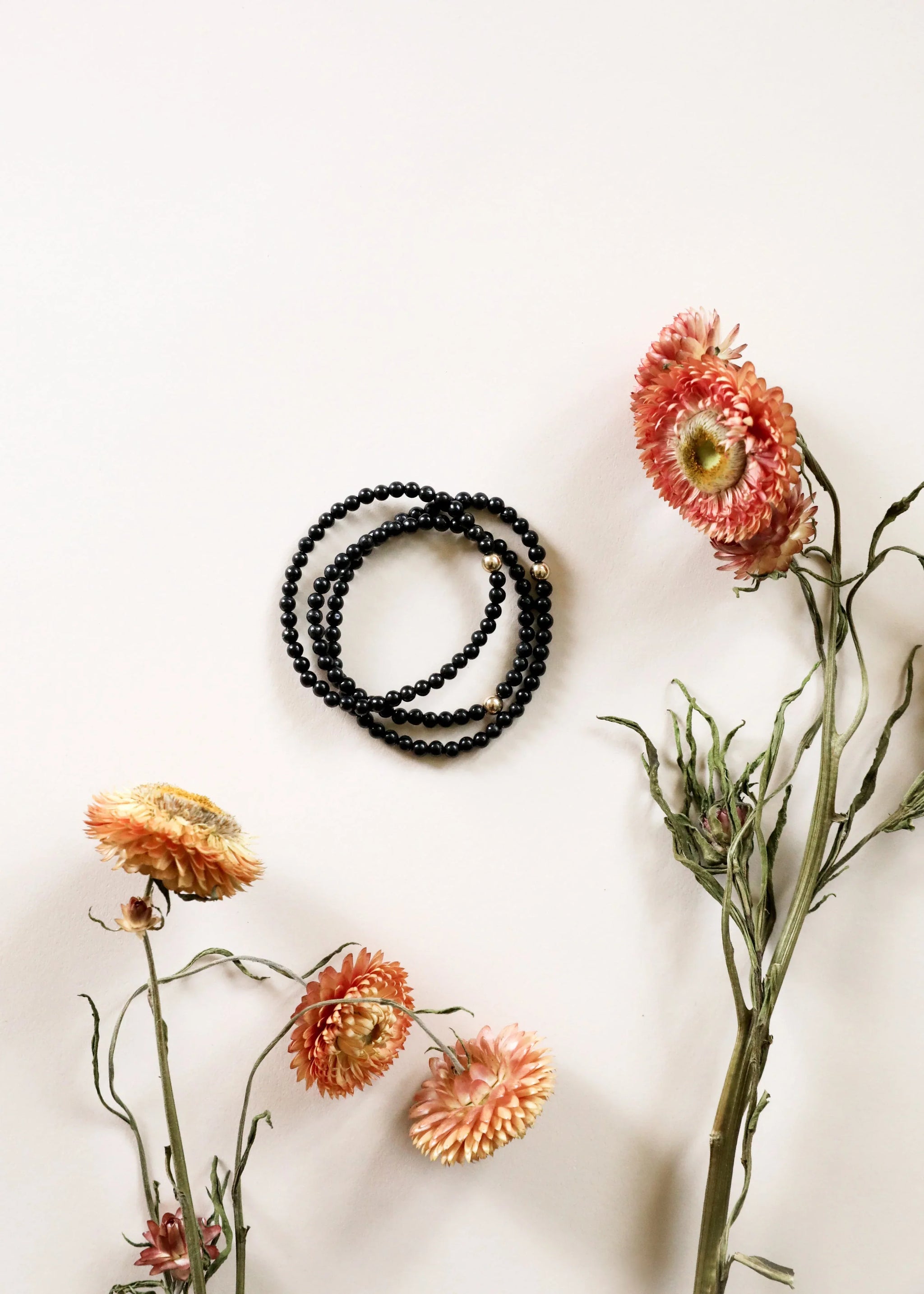 Dainty Shungite + 14K Gold Filled || Beaded Stretch Bracelet - CanyonLeaf - Flyclothing LLC