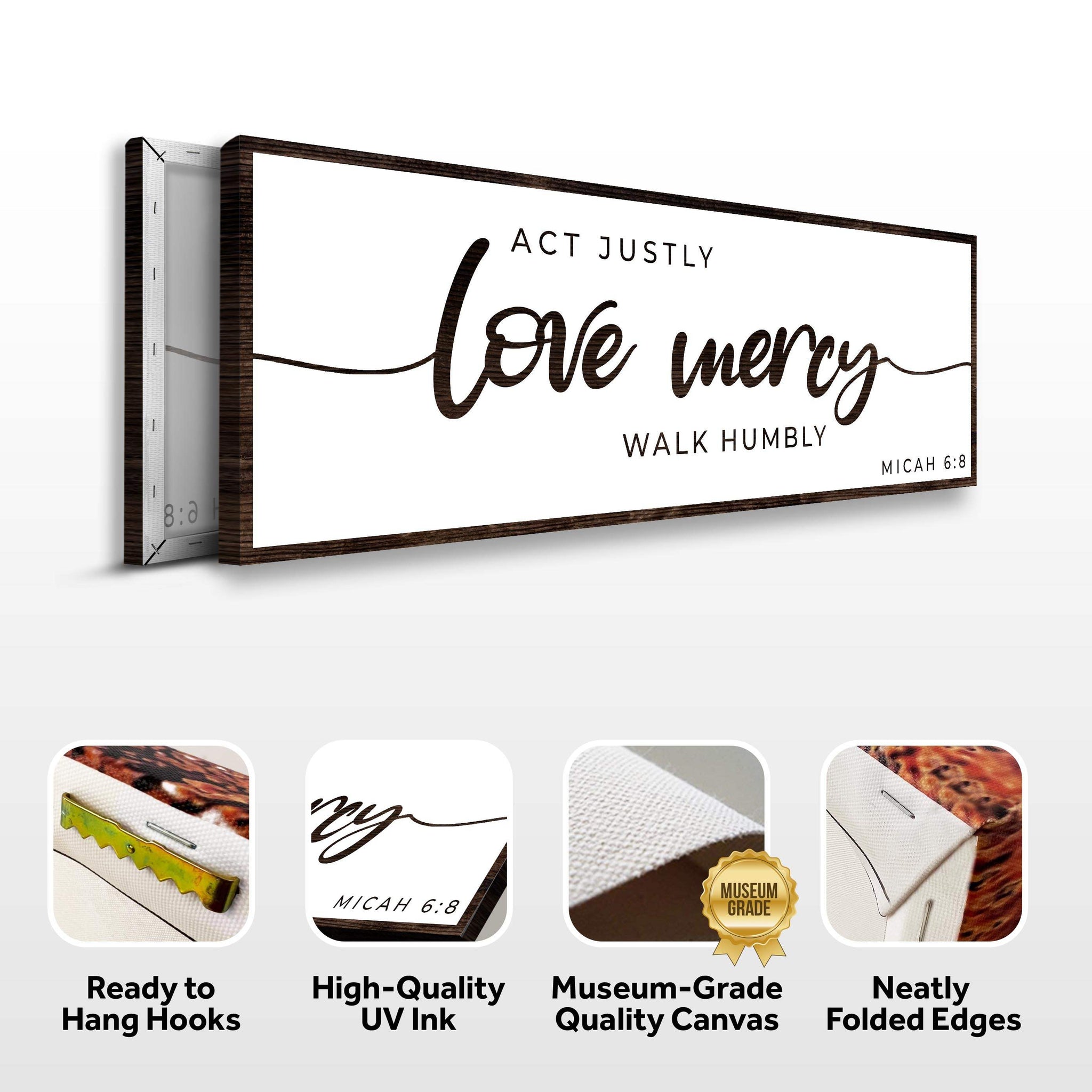 Act Justly Love Mercy Walk Humbly Faith Sign III - Tailored Canvases - Flyclothing LLC