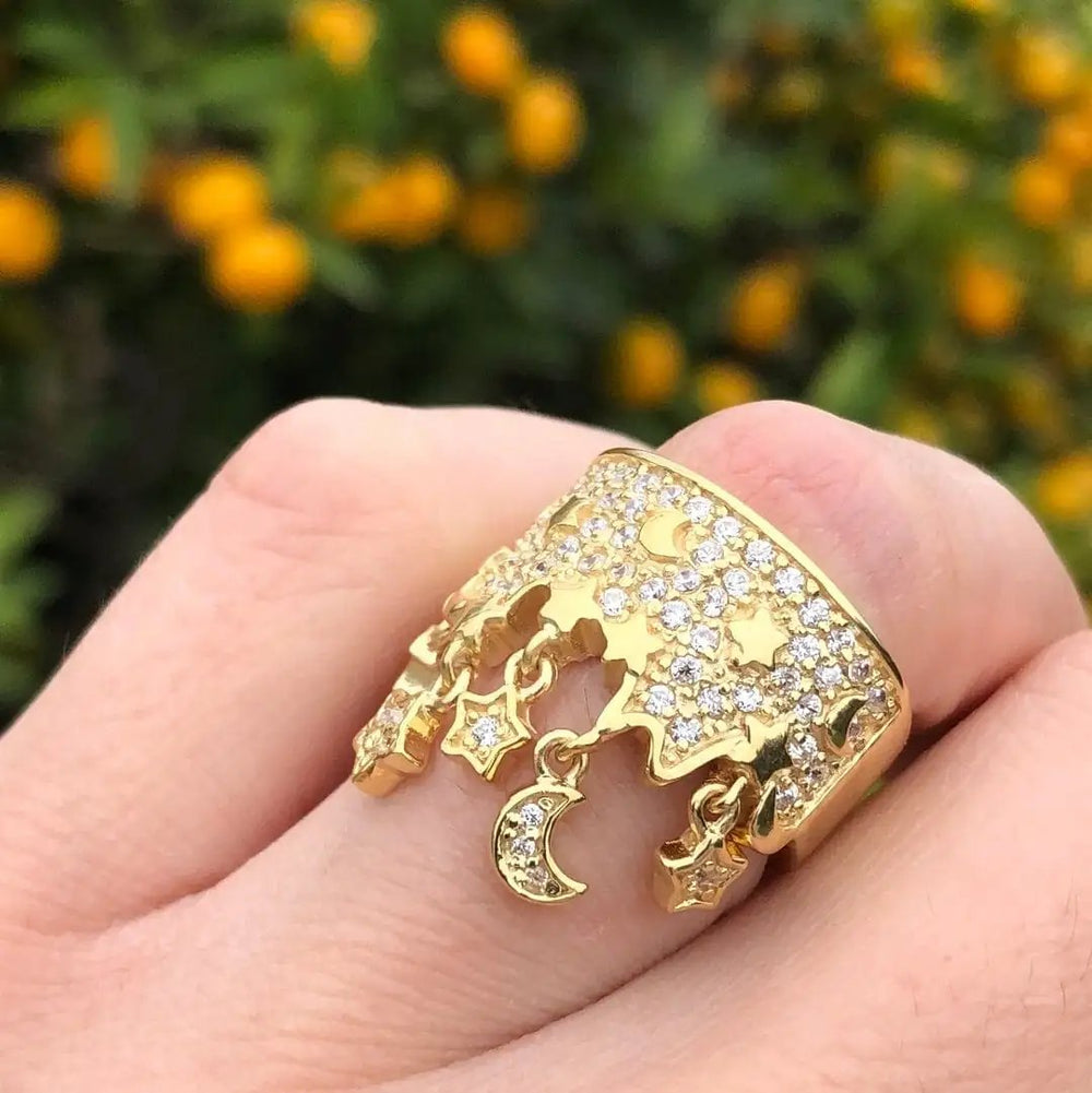 8X014 - Gold 925 Sterling Silver Ring with AAA Grade CZ  in Clear - Alamode