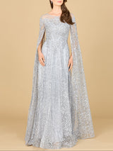 Lace Gown with Dramatic Cape Sleeves | Lara 29454