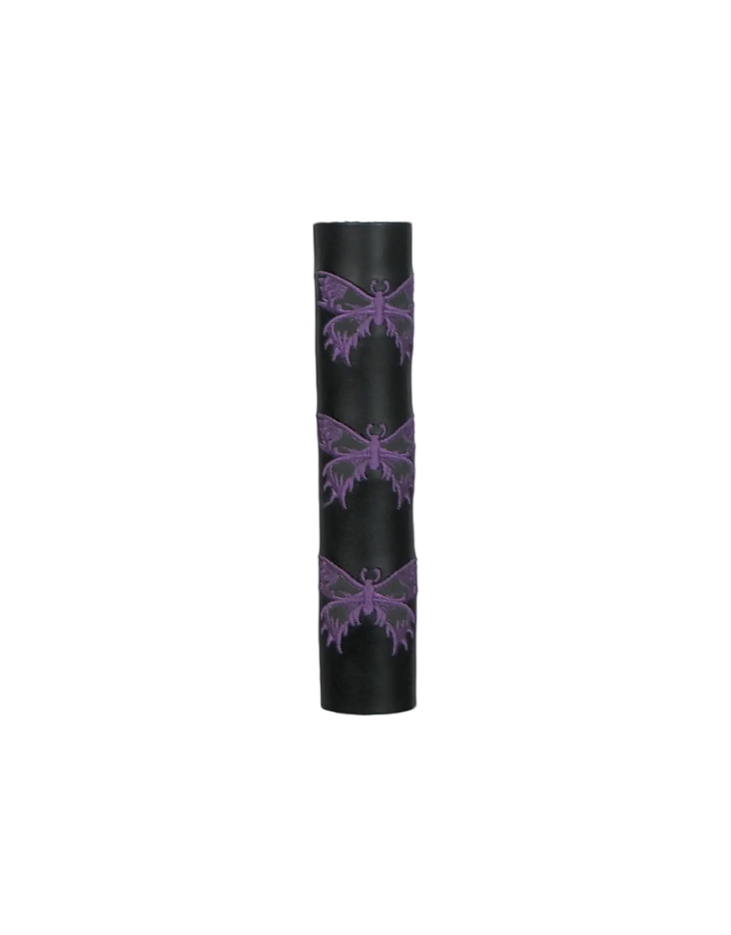 Black Leather Ponytail Wrap purple Butterflies - Unik Just for Bikers - Flyclothing LLC