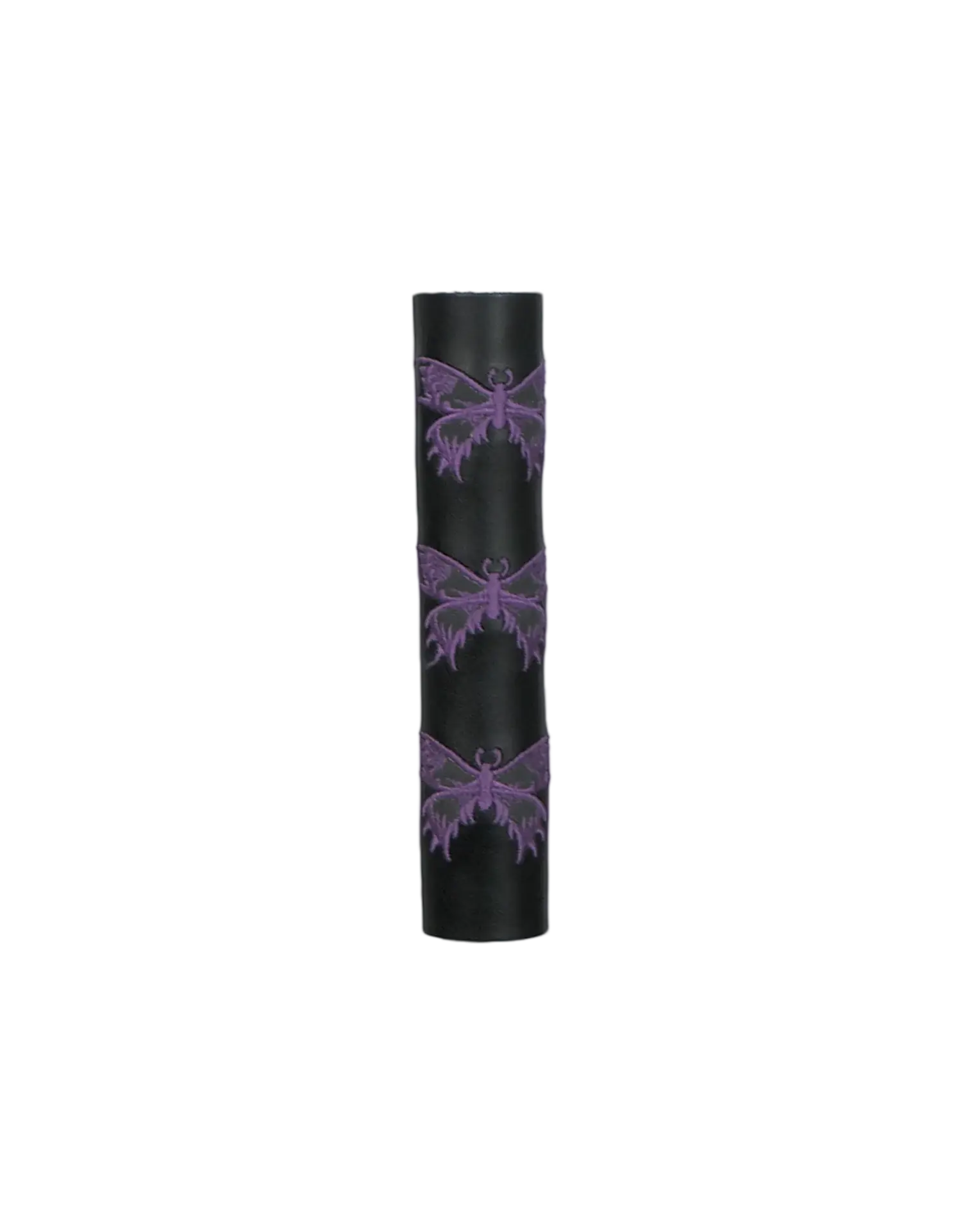 Black Leather Ponytail Wrap purple Butterflies - Unik Just for Bikers - Flyclothing LLC