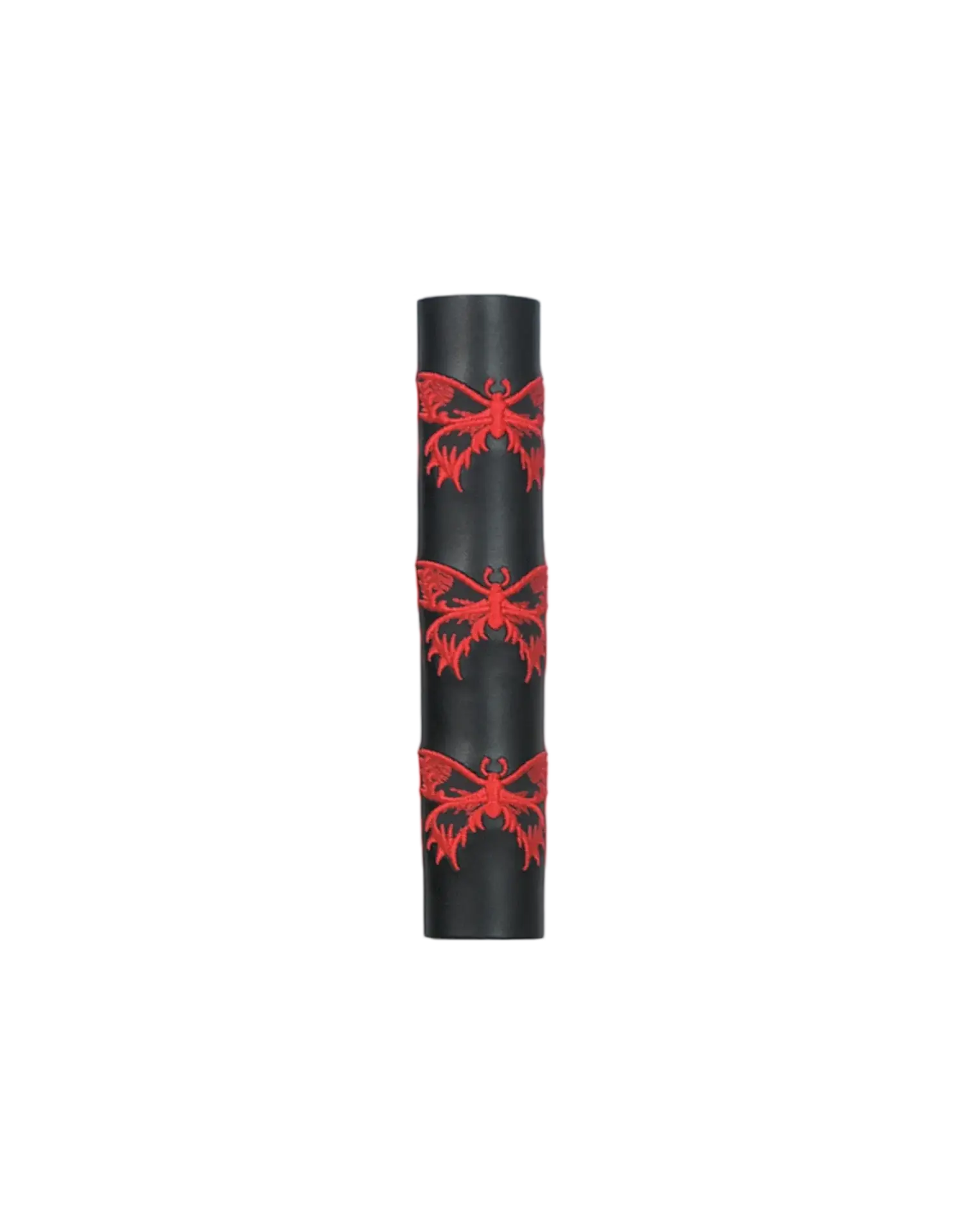 Black Leather Ponytail Wrap with Red Butterflies - Unik Just for Bikers - Flyclothing LLC