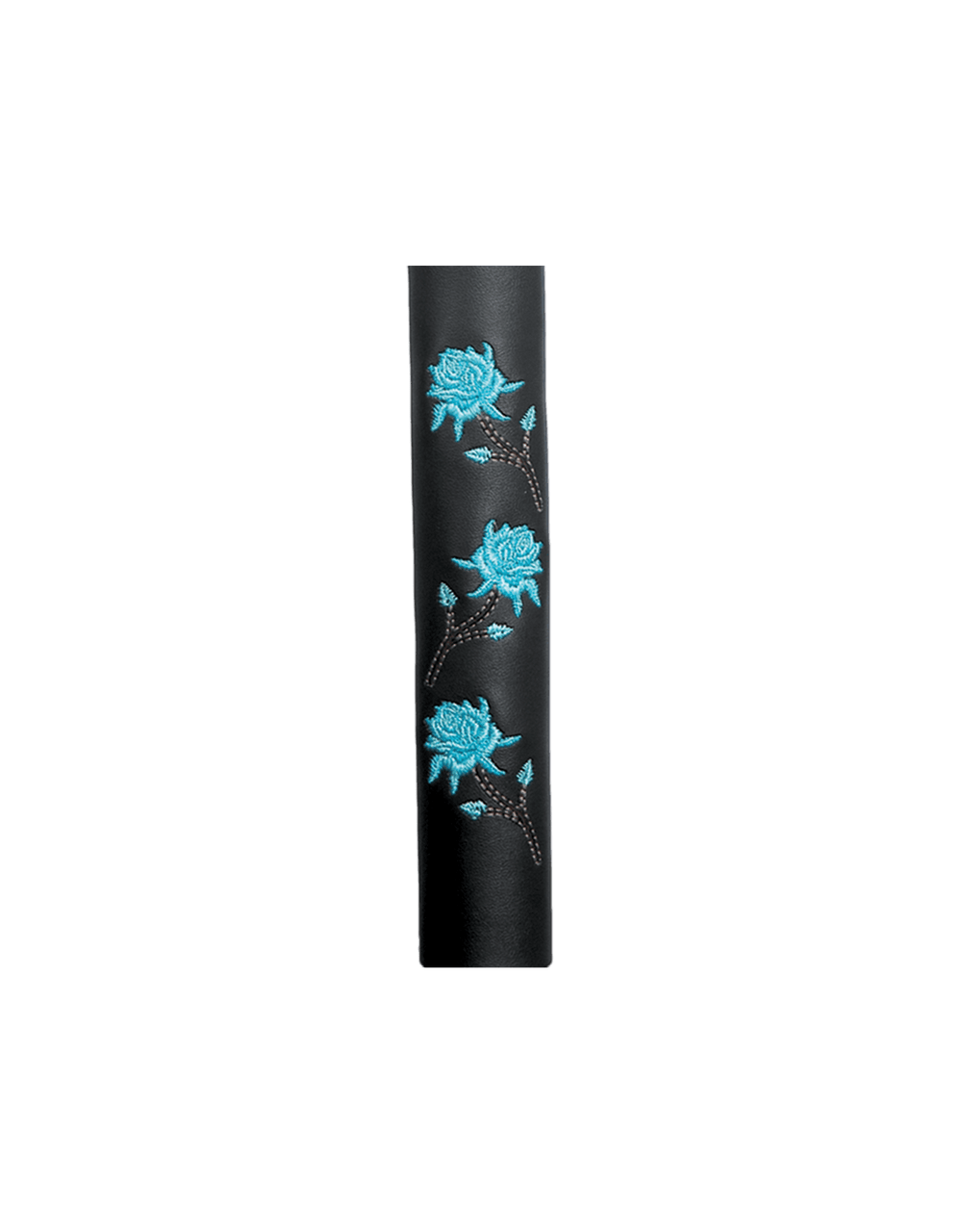 Leather and adorned with three embroidered teal roses - Unik Just for Bikers - Flyclothing LLC